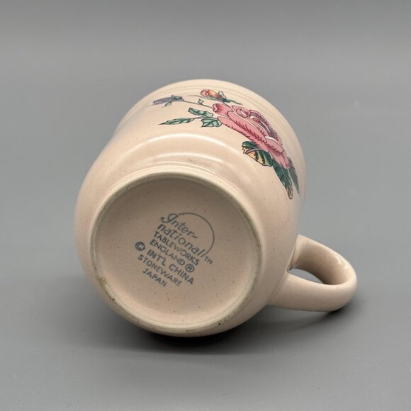 Vintage International Tableworks England Stoneware Rose Coffee Cups Japan - Picture 5 of 8